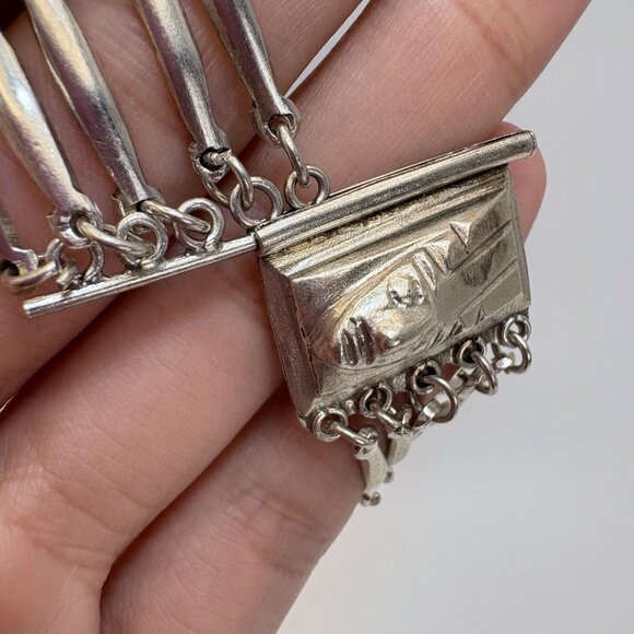 VTG Sterling Silver 925 Aztec Warrior Mask Wide Chunky Bracelet Size 7" Length - Picture 5 of 10